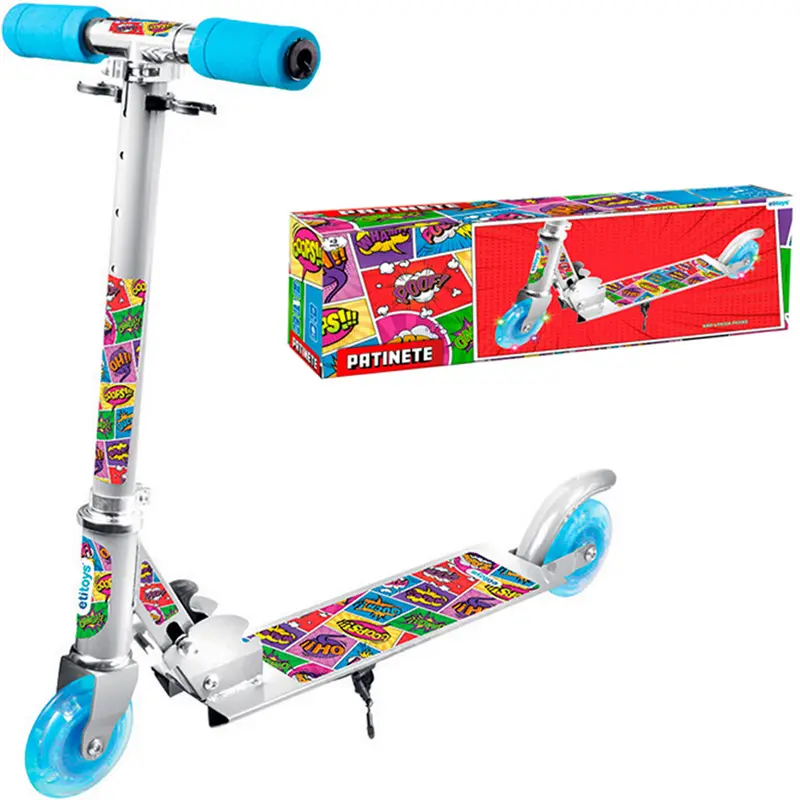 PATINETE POOF DE METAL DOBRAVEL COM FREIO TRASEIRO + PE APOIO E LUZ 75X55X25CM