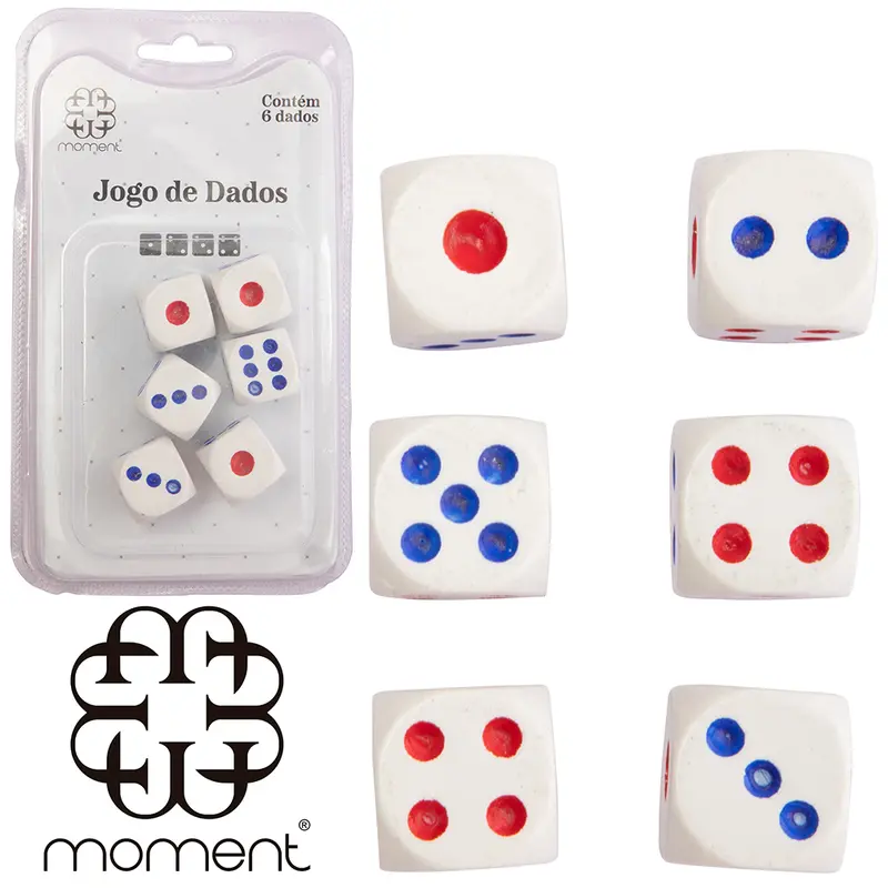 JOGO DE DADOS MOMENT COM 6 PECAS 1,5CM