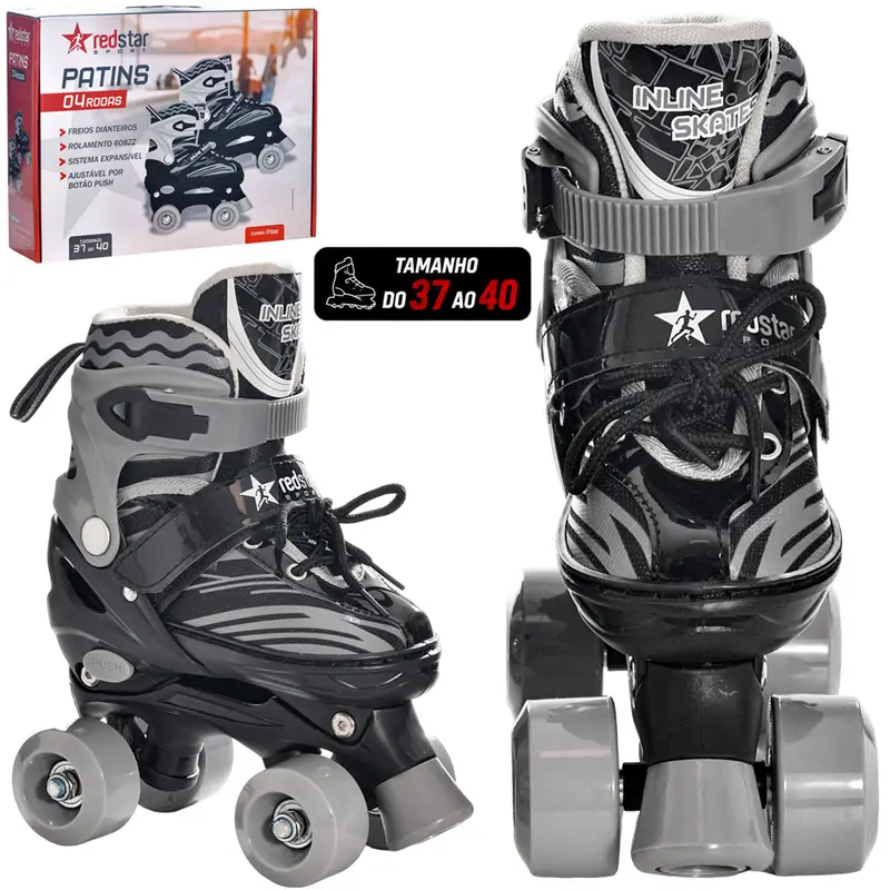 PATINS UNISSEX AJUSTAVEL COM FREIO TAMANHO 37-40