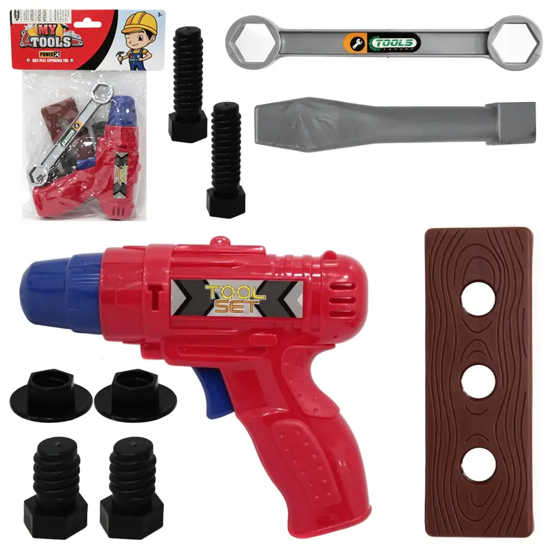 KIT FERRAMENTA INFANTIL COM FURADEIRA + PARAFUSO E ACESSORIOS MY TOOLS 8 PECAS