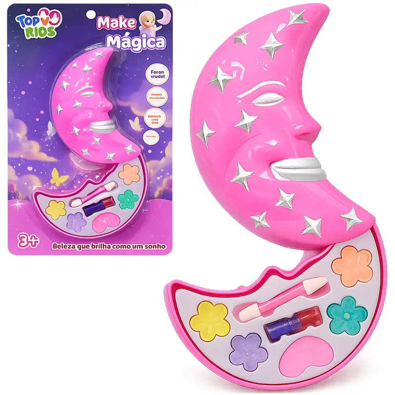ESTOJO DE MAQUIAGEM COM SOMBRA + PINCEL PARA BONECA MEIA LUA TOP KIDS