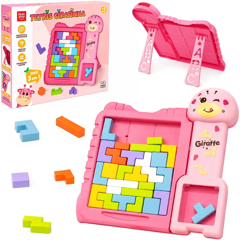 JOGO TORRE TETRIS GIRAFINHA 3 EM 1 COM 33 PECAS