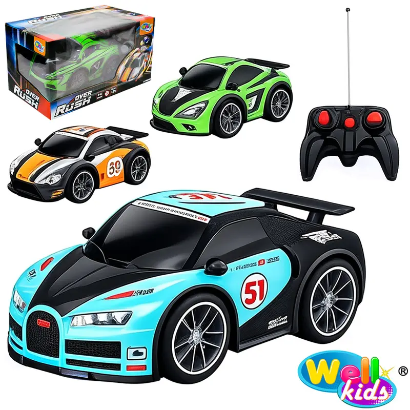 CARRO COM CONTROLE REMOTO SEM FIO OVER RUSH 7 FUNCOES COM LUZ A PILHA