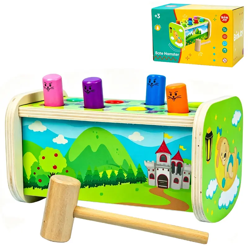 BRINQUEDO EDUCATIDO BATE HAMSTER DE MADEIRA COM MARTELO BRINK JOY