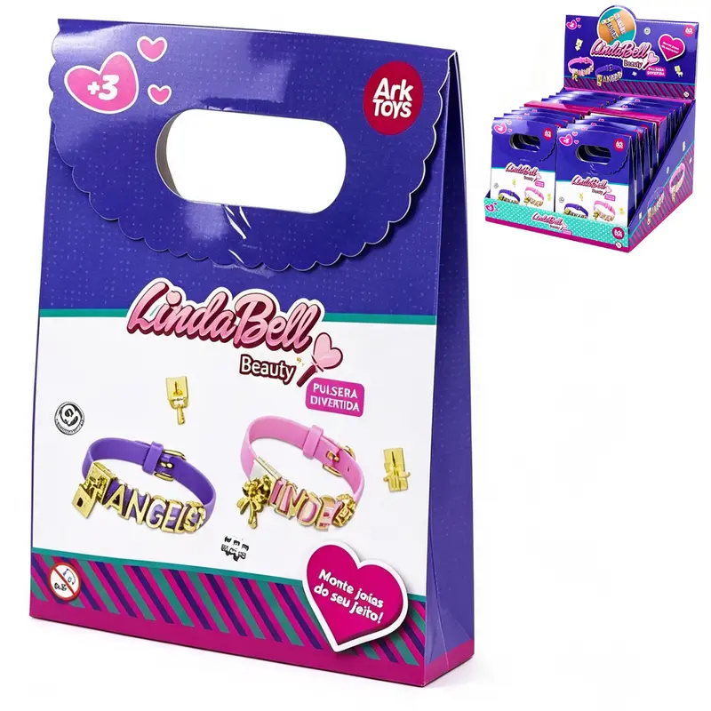 KIT BELEZA / BIJUTERIA INFANTIL COM 2 PULSEIRAS + 2 PINGENTES E ACESSORIOS 39 PECAS LINDA BELL BEAUTY