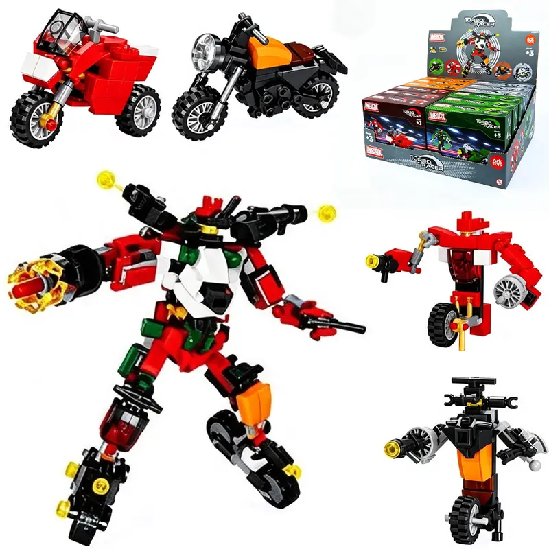BLOCOS DE MONTAR INBLOX TURBO RACER MOTO OU ROBO 2 EM 1 (4 MODELOS FORMA MEGA ROBO) TLEG DP PLAY