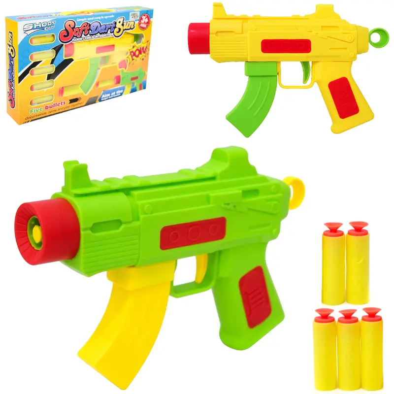 PISTOLA LANCA DARDO ESPUMA / VENTOSA COM 5 DARDOS SOFT DART GUN