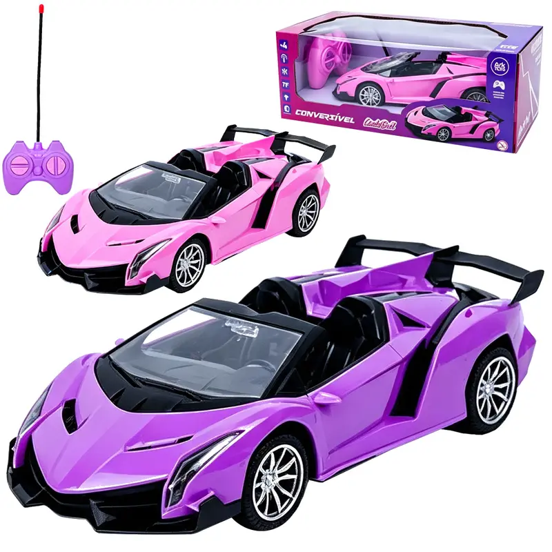 CARRO COM CONTROLE REMOTO SEM FIO CONVERSIVEL LINDA BELL 7 FUNCOES COM LUZ A PILHA