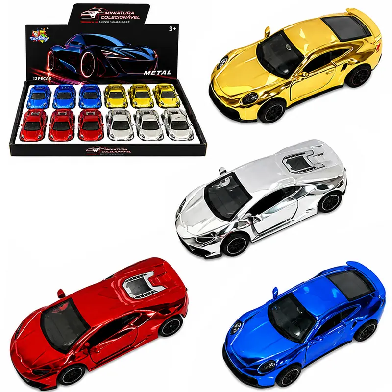 CARRO DE METAL METALIZADO A FRICCAO PULL BACK MINIATURA COLECIONAVEL DP PLAY