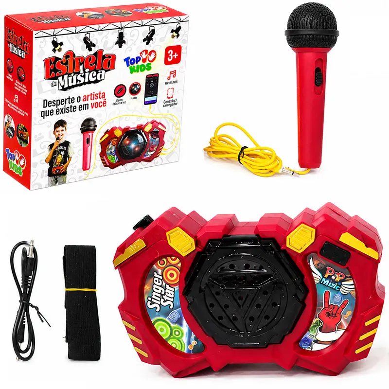 CAIXA DE SOM KARAOKE ESTRELA DA MUSICA COM MICROFONE A PILHA TOP KIDS