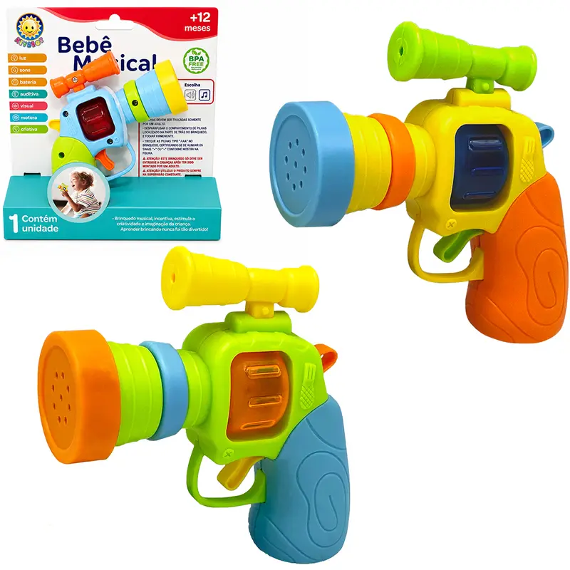 PISTOLA COM SOM E LUZ A BATERIA