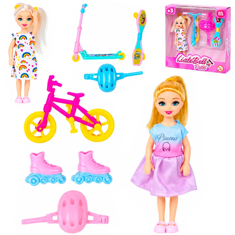 BONECA LINDA BELL PETTIT ESPORTE COM CAPACETE + ACESSORIOS