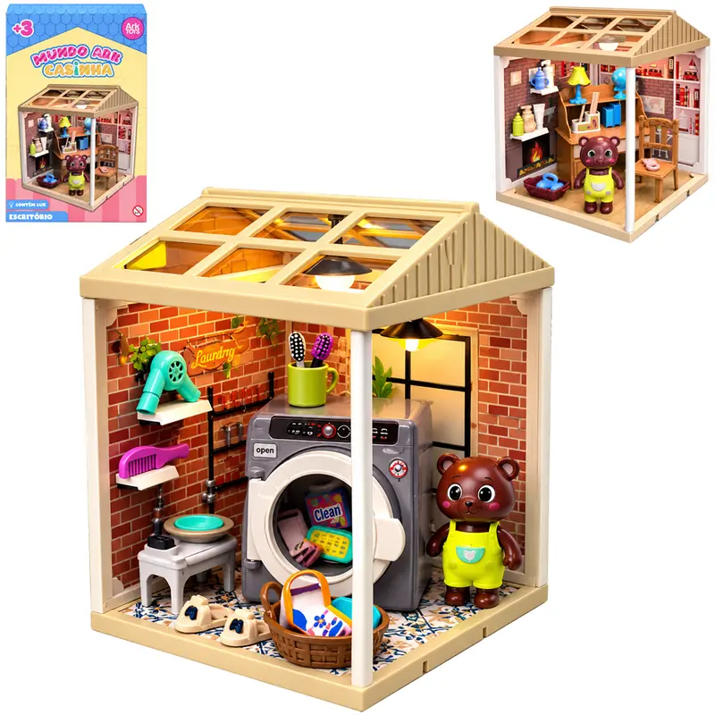 URSO PLAYSET MUNDO ARK CASINHA COM ACESSORIOS + LUZ A BATERIA