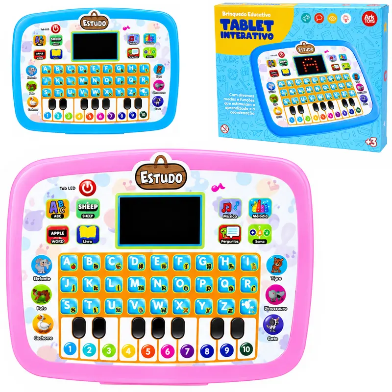 TABLET INTERATIVO COM 26 LETRAS E TECLADO/PIANO A PILHA