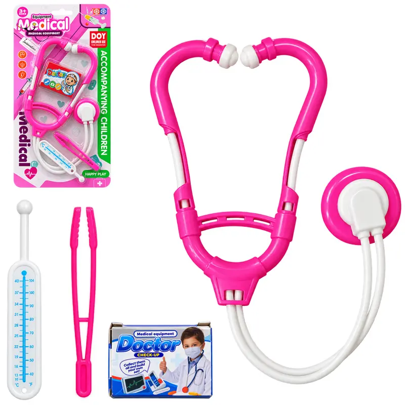 KIT MEDICO INFANTIL COM ESTETOSCOPIO E ACESSORIOS MEDICAL 4 PECAS