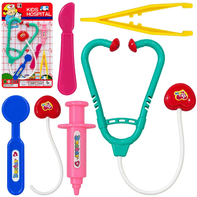KIT MEDICO INFANTIL COM ESTETOSCOPIO E ACESSORIOS 5 PECAS