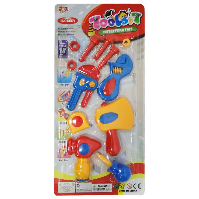KIT FERRAMENTA INFANTIL COM CHAVE INGLESA + ACESSORIOS TOOL SET 12 PECAS NA CARTELA