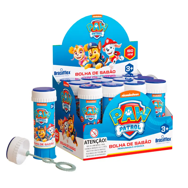 BOLHA DE SABAO PATRULHA CANINA COM JOGO 60ML 11,4X3,8CM DE Ø
