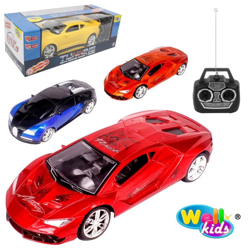 CARRO COM CONTROLE REMOTO SEM FIO TUNNING POSSANTES 7 FUNCOES COM LUZ A PILHA WELLKIDS