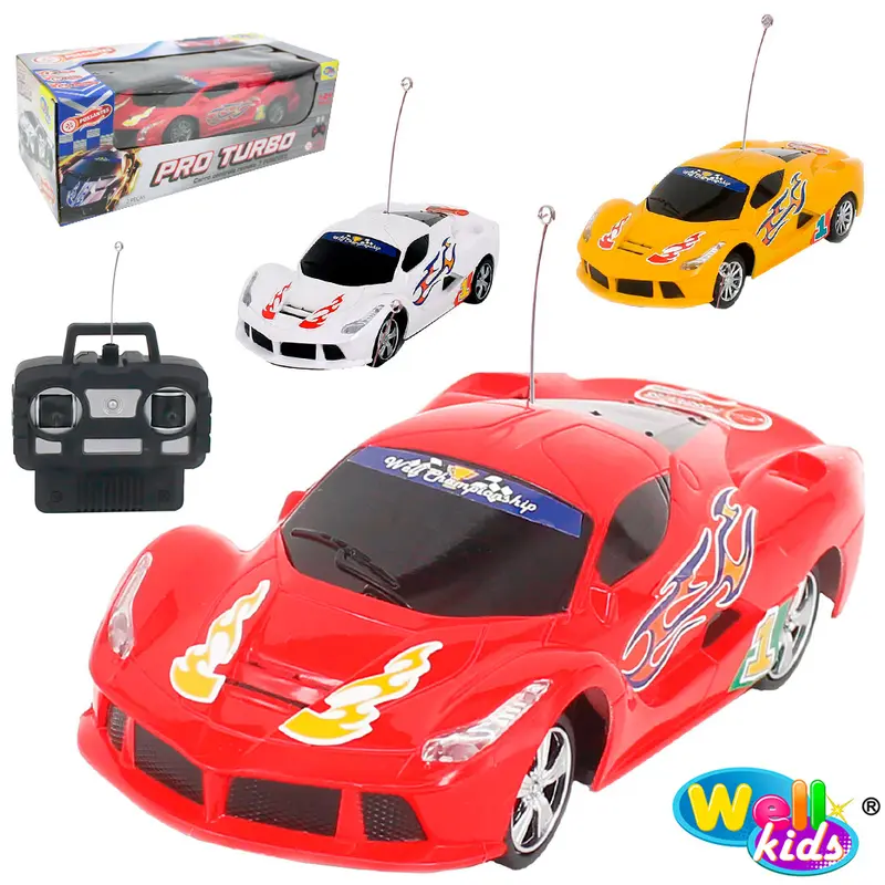 CARRO COM CONTROLE REMOTO SEM FIO PRO TURBO 7 FUNCOES COM LUZ A PILHA WELLKIDS