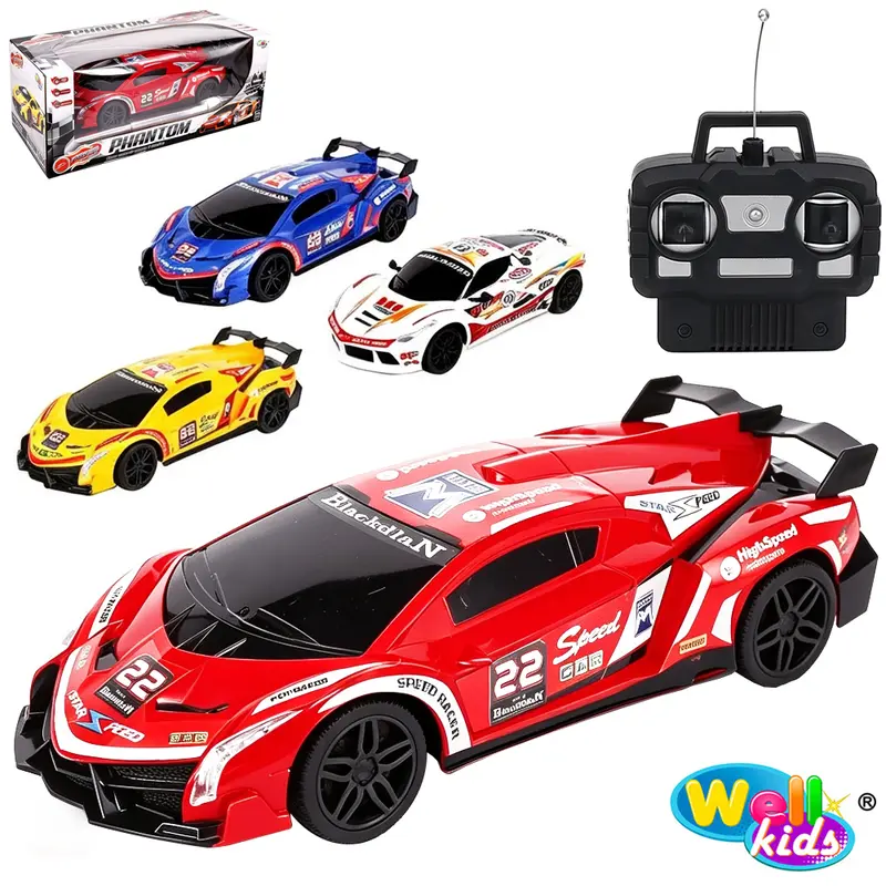 CARRO COM CONTROLE REMOTO SEM FIO PHANTOM POSSANTES 7 FUNCOES COM LUZ A PILHA WELLKIDS