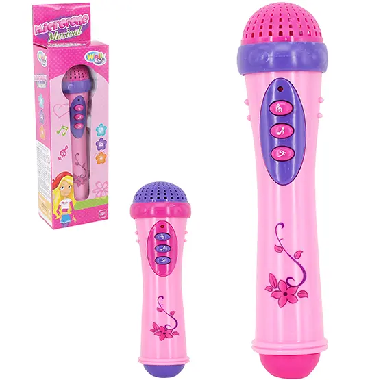 MICROFONE MUSICAL INFANTIL GLAM GIRLS DO-RE-MI COM LUZ A PILHA WELLKIDS