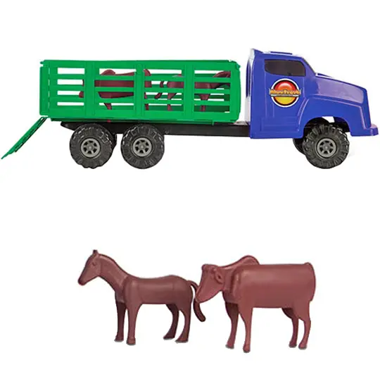 CAMINHAO BOIADEIRO MAX TRUCK RODA LIVRE COLORS COM 4 ANIMAIS 14X40X12CM