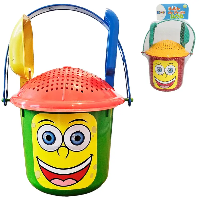 BALDE DE PRAIA COM PA + ANCINHO / RASTELO E PENEIRA BOB NA REDE