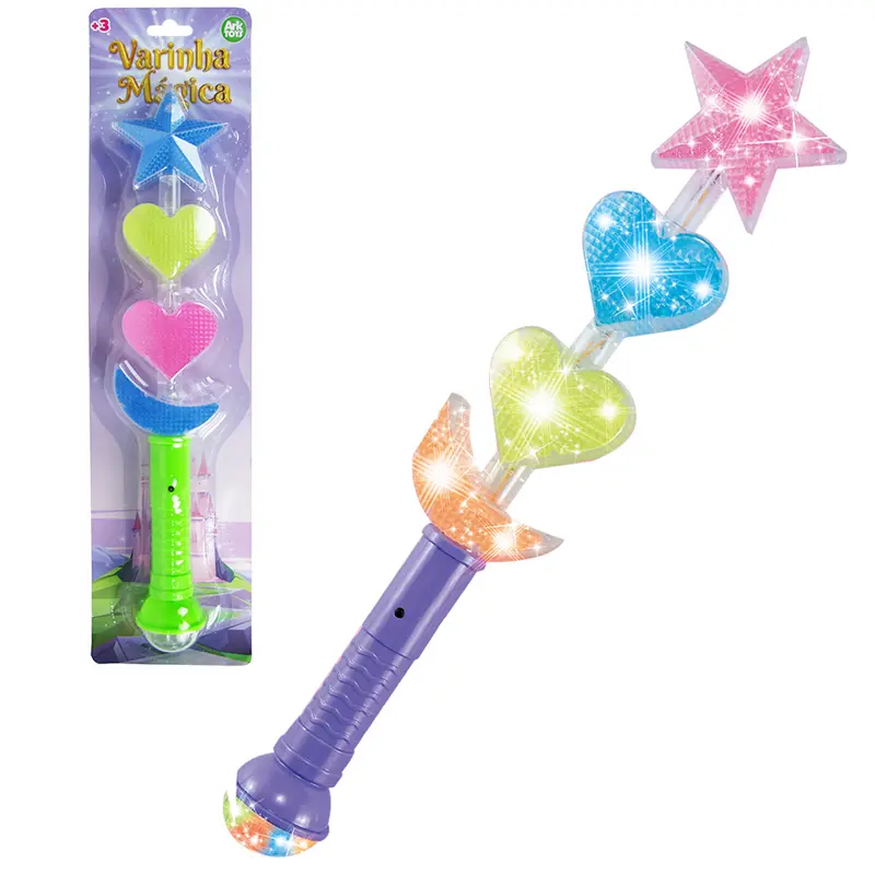 VARINHA MAGICA / CETRO ESTRELA / CORACAO / MEIA LUA COLORS COM LUZ A BATERIA NA SOLAPA