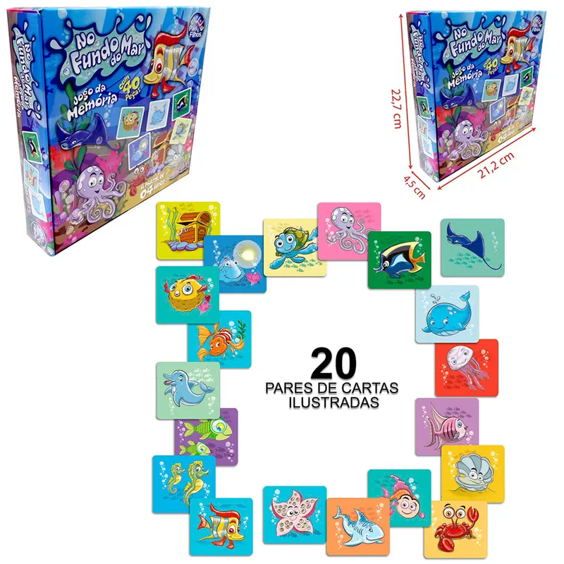 JOGO DA MEMORIA NO FUNDO DO MAR COM 40 PECAS