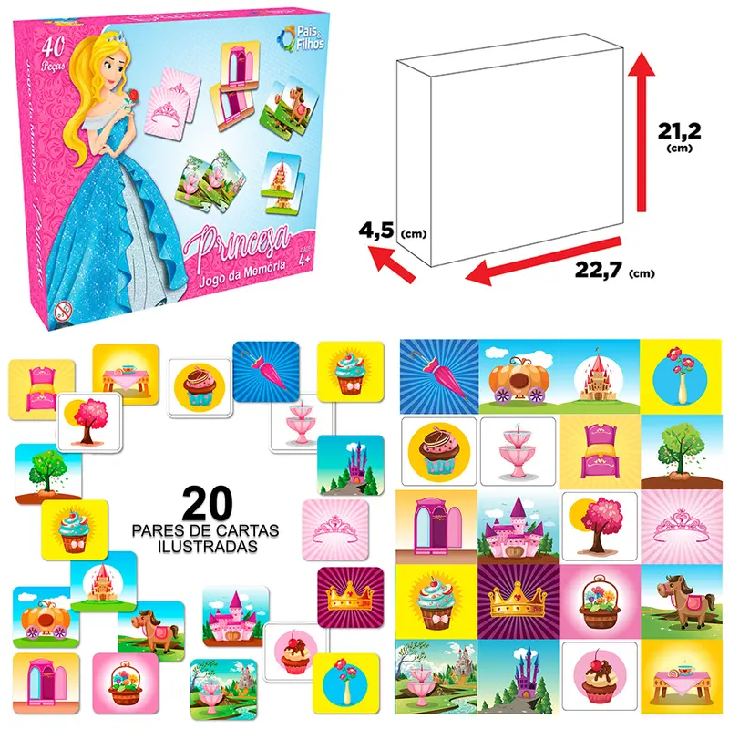 JOGO DA MEMORIA PRINCESAS COM 40 PECAS