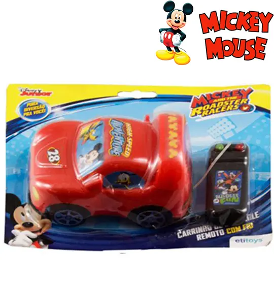 CARRO COM CONTROLE REMOTO COM FIO ROADSTER RACERS MICKEY A PILHA DISNEY