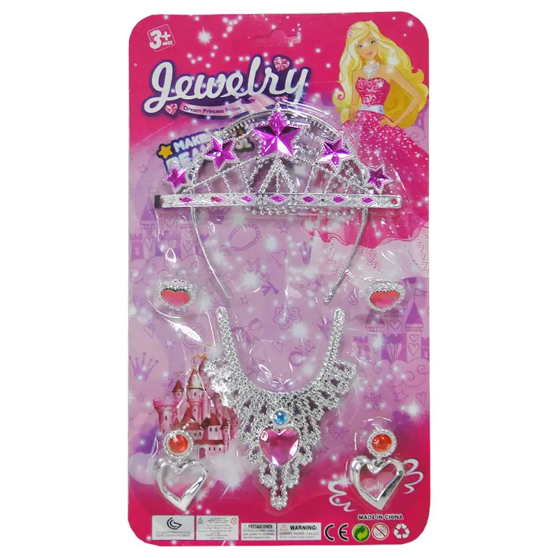 KIT BELEZA INFANTIL COM TIARA + ANEL E ACESSORIOS JEWELRY 6 PECAS