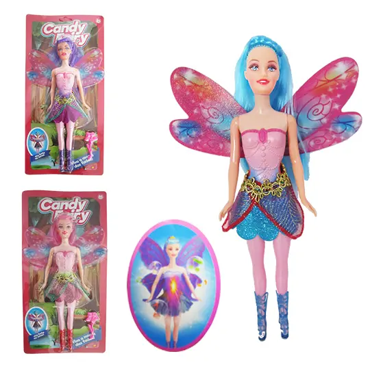 BONECA FADA CANDY FAIRY BATE AS ASAS COM ESCOVA COLORS A BATERIA NA CARTELA