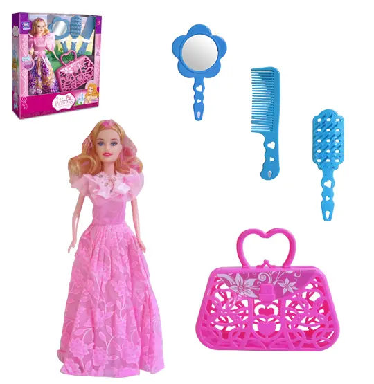 BONECA + BOLSA E ACESSORIOS 5 PECAS NA CAIXA BEAUTY PRINCESS