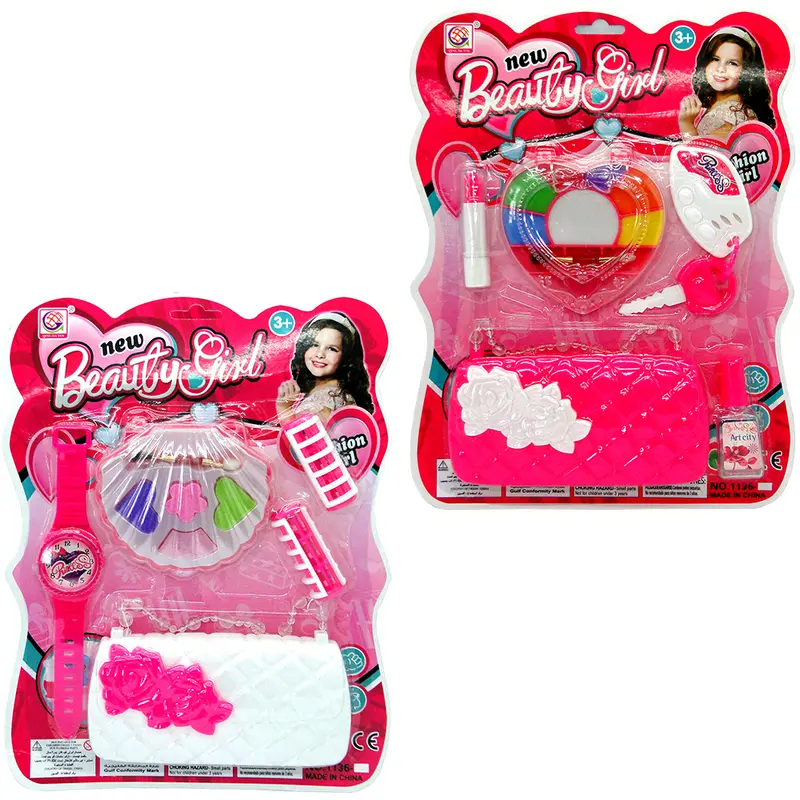 KIT BELEZA INFANTIL COM BOLSA + MAQUIAGEM E ACESSORIOS 5 PECAS