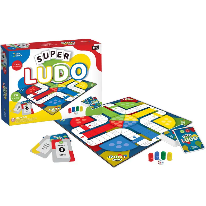 JOGO SUPER LUDO COM TABULEIRO 1 DARDO + 16 PINOS 32X25CM