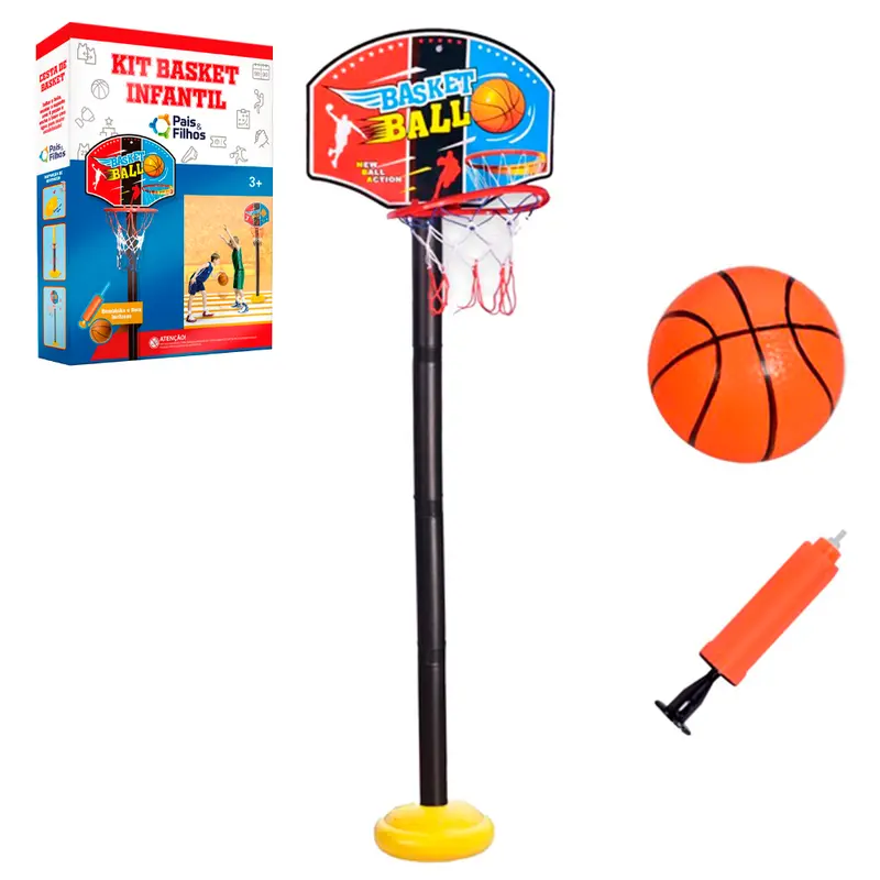 BASQUETE BASKET BALL COM PEDESTAL 115CM + BOLA E BOMBA