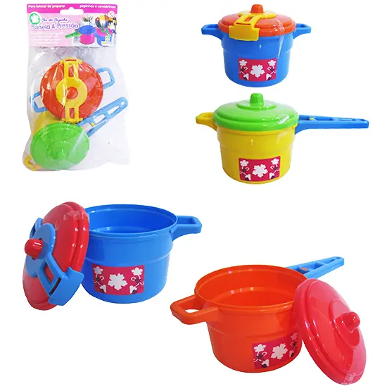 KIT COZINHA INFANTIL COM PANELA DE PRESSAO CIA DA COZINHA COLORS KIT COM 4 PECAS NA SOLAPA