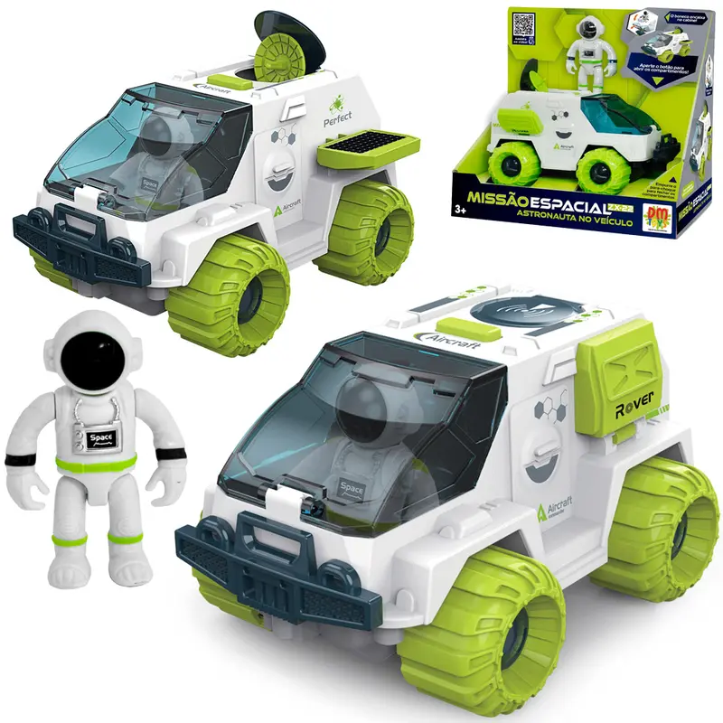 CARRO A FRICCAO MISSAO ESPACIAL COM BONECO ASTRONAUTA NA CAIXA