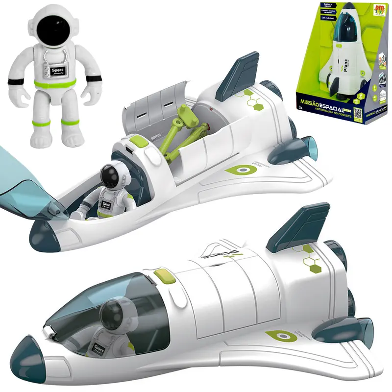 FOGUETE MISSAO ESPACIAL COM BONECO ASTRONAUTA + SOM E LUZ A PILHA NA CAIXA