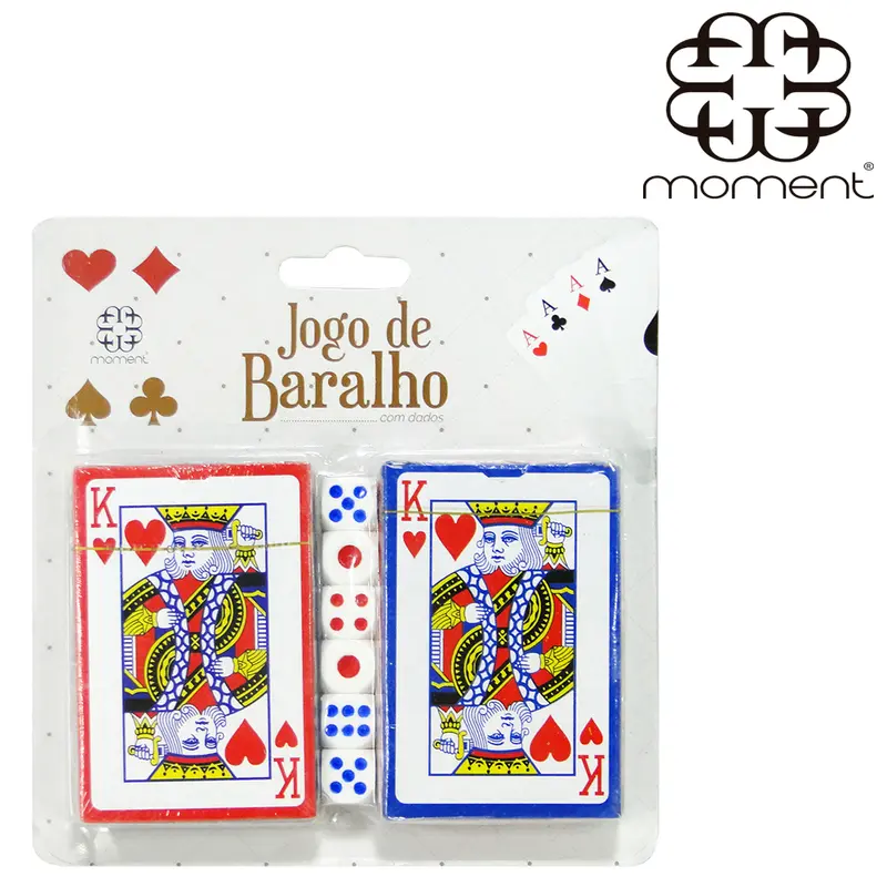 BARALHO DUPLO 108 CARTAS DE PAPEL COM 6 DADOS COLORS NA CARTELA
