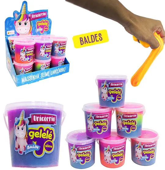 GELEINHA SLIME / GELELE BALDE UNICORNIO 3 CORES 457G DP PLAY