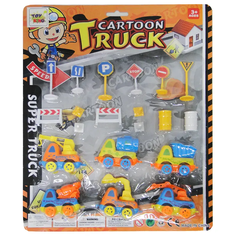 CAMINHAO CONSTRUCAO A FRICCAO PULL BACK COM ACESSORIOS CARTOON TRUCK 20 PECAS