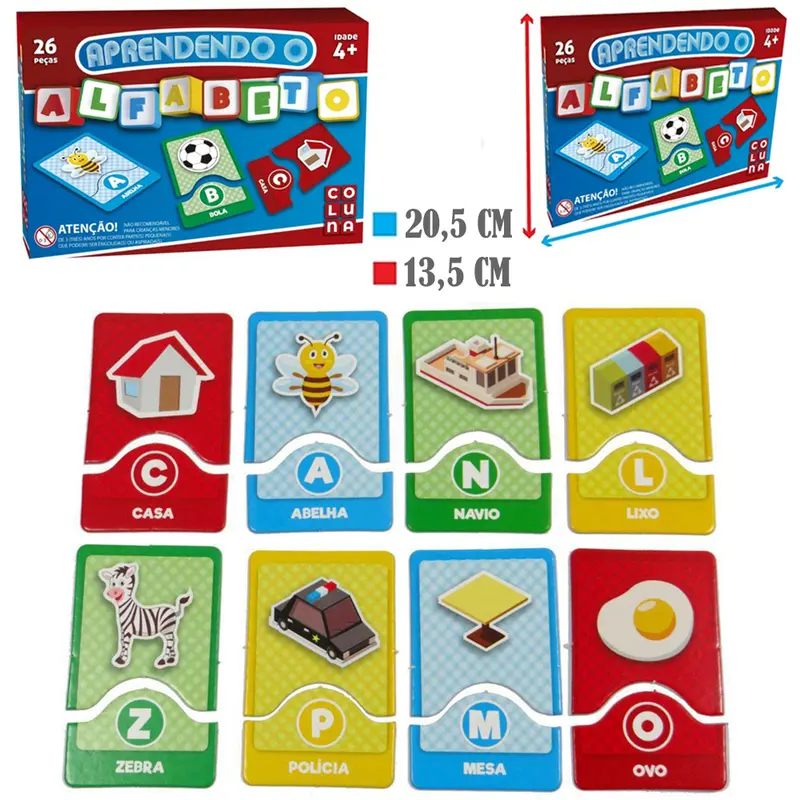 JOGO APRENDENDO O ALFABETO COM 26 PECAS NA CAIXA