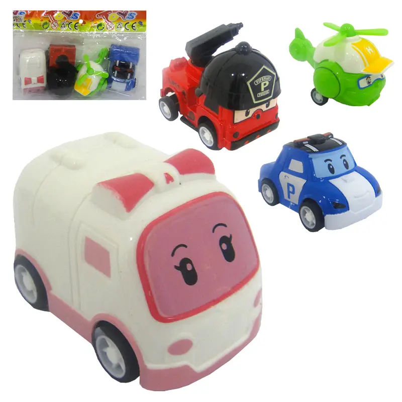 KIT VEICULO COM CARRO + HELICOPTERO A FRICCAO PULL BACK 4 PECAS