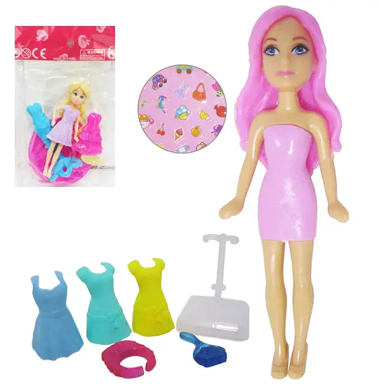 BONECA LAYNIER PERFUMADA TROCA ROUPA DE PLASTICO + ACESSORIOS 9 PECAS