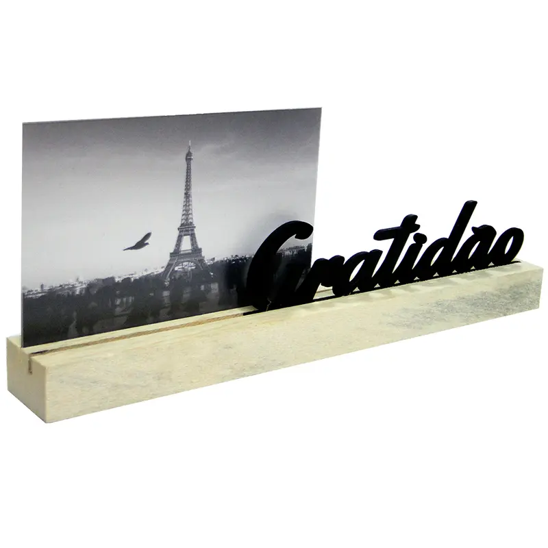 PORTA RETRATO 10X15 COM BASE DE MADEIRA MDF GRATIDAO 30X11,5X4CM