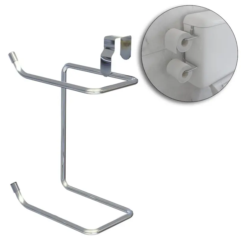 SUPORTE PORTA PAPEL HIGIENICO ARAMADO DUPLO PARA CAIXA ACOPLADA 19X13CM