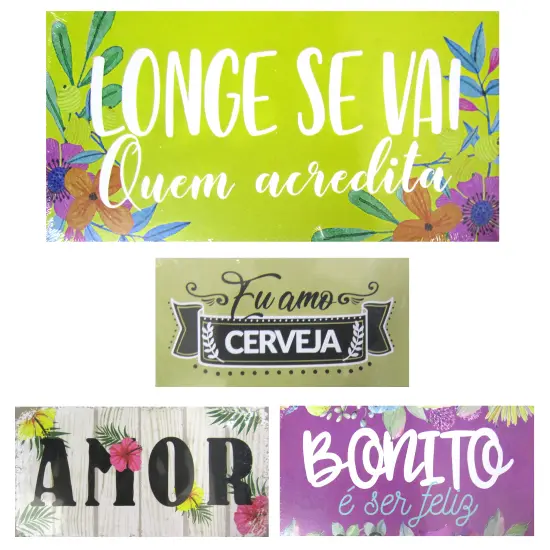 QUADRO DECORATIVO 15X30CM DE MADEIRA FRASES SORTIDAS